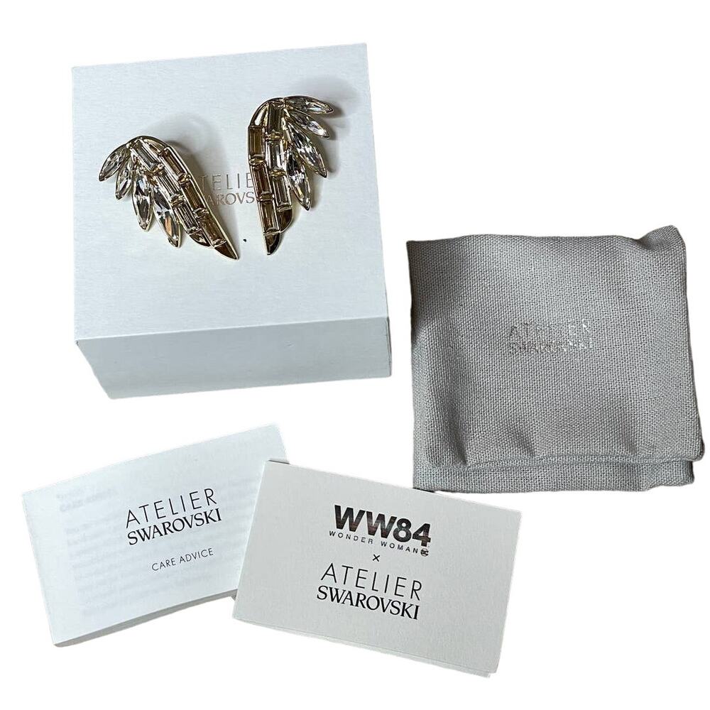 Swarovski Atelier Wonder Woman stud earrings White, Gold-tone plated